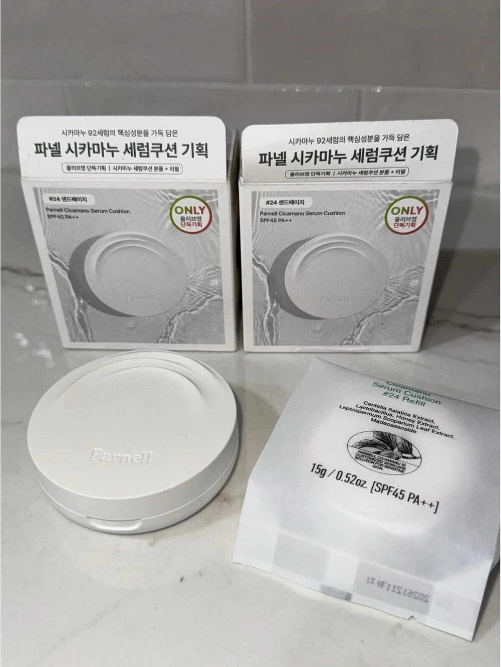 2 PARNELL Cicamanu Serum Cushion 15g + Refill 15g SPF45/PA++ #24 Sand Beige